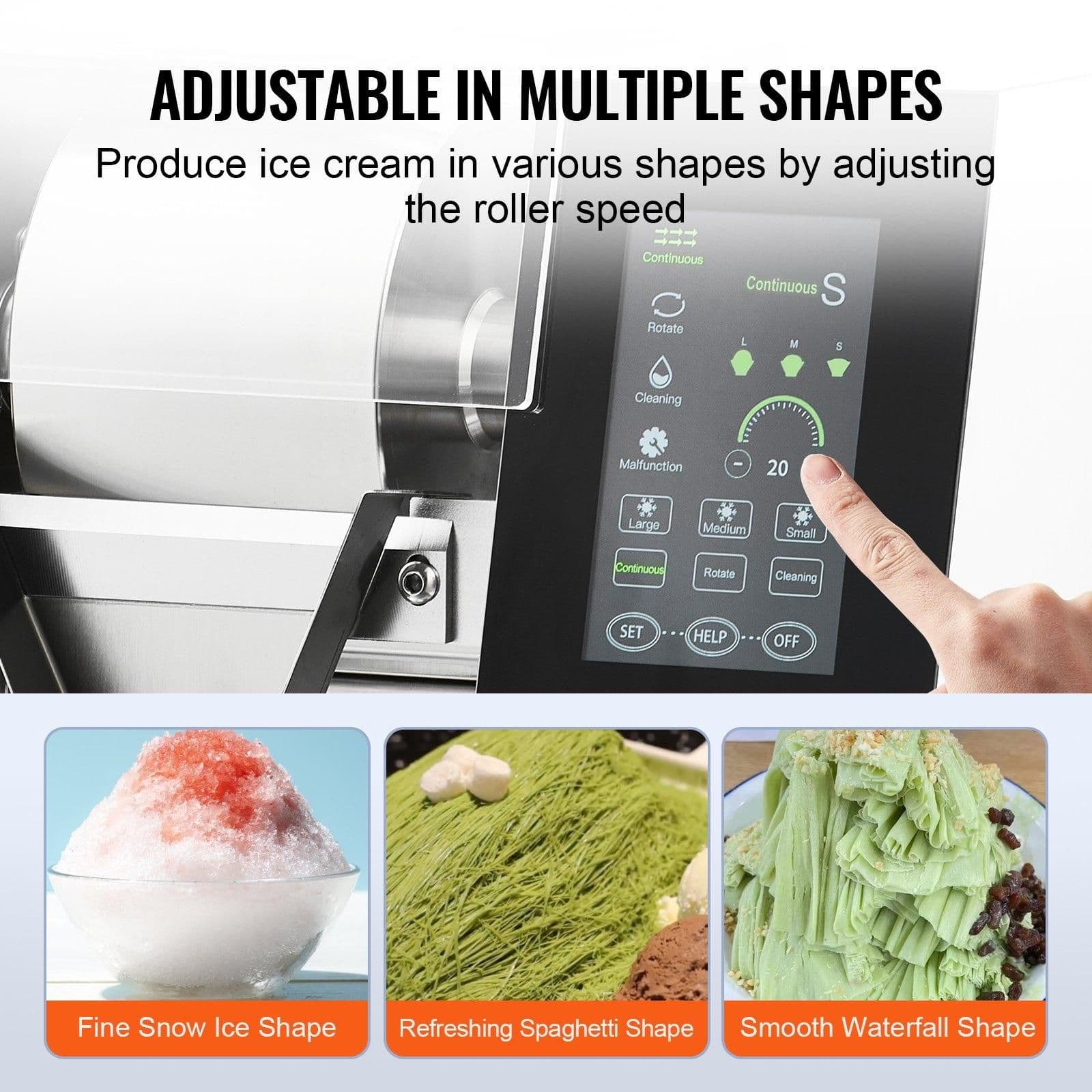 image-VEVOR Commercial Snowflake Ice Machine, 529.1LBS/24H Snowflake Ice Maker, Stainless Steel Ice Shaver Machine, Electric Snow Cone Maker, Liquid Cooling System for Rapid Heat Dissipation, Ice Cream