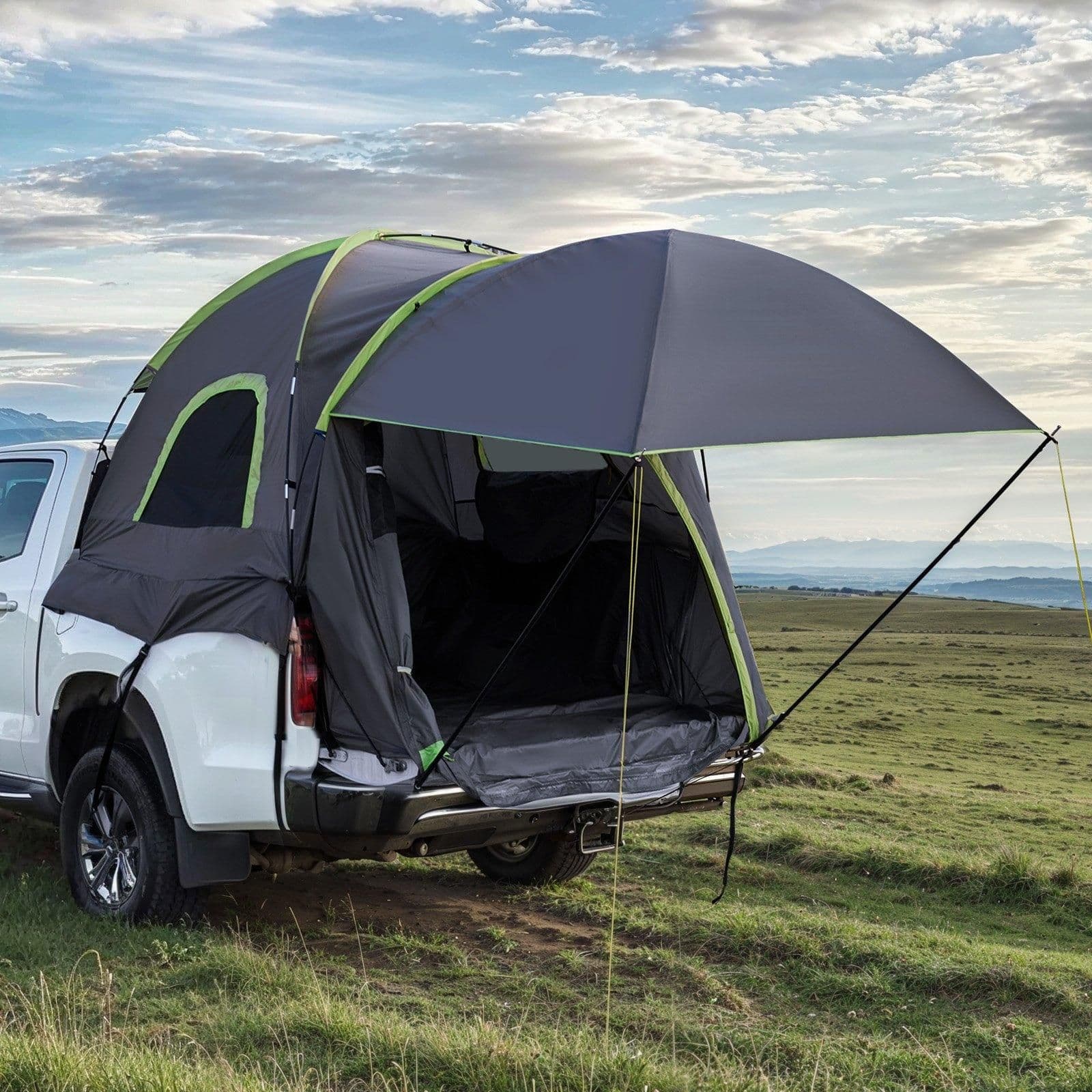 image-VEVOR Pickup Truck Tent, Fits 5.0-5.2 ft Truck Tents for Camping, Waterproof PU2000 mm 2-3 Person Sleeping Truck Bed Tent, Sturdy Truck Bed Camper Shell with Expandable Awning, Rainfly, Storage Bag