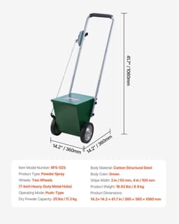image-VEVOR Dry Line Marker, 2-Wheel, 2 or 4 in Lines, Field Dry Line Chalker, Adjustable Line Marker, with Rubber Adjustment Handle, 25 lbs Large Powder Capacity, for Baseball and Softball Infield, Green