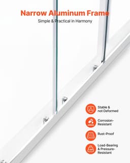 image-VEVOR Semi-frameless Shower Door, 57.8-59 W x 70 H in, Double Sliding Glass Door with 1/4 in(6mm) Clear Tempered Glass, Waterproof Shatterproof NANO Stainproof with Stainless Steel Hardware, Chrome