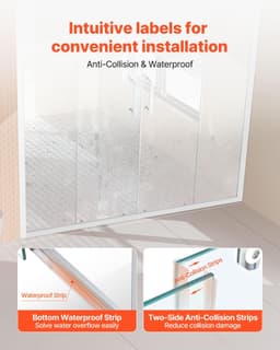 image-VEVOR Semi-frameless Shower Door, 57.8-59 W x 70 H in, Double Sliding Glass Door with 1/4 in(6mm) Clear Tempered Glass, Waterproof Shatterproof NANO Stainproof with Stainless Steel Hardware, Chrome