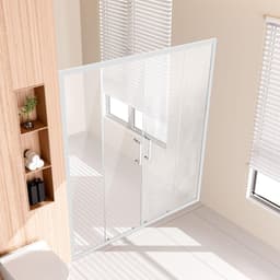 image-VEVOR Semi-frameless Shower Door, 57.8-59 W x 70 H in, Double Sliding Glass Door with 1/4 in(6mm) Clear Tempered Glass, Waterproof Shatterproof NANO Stainproof with Stainless Steel Hardware, Chrome