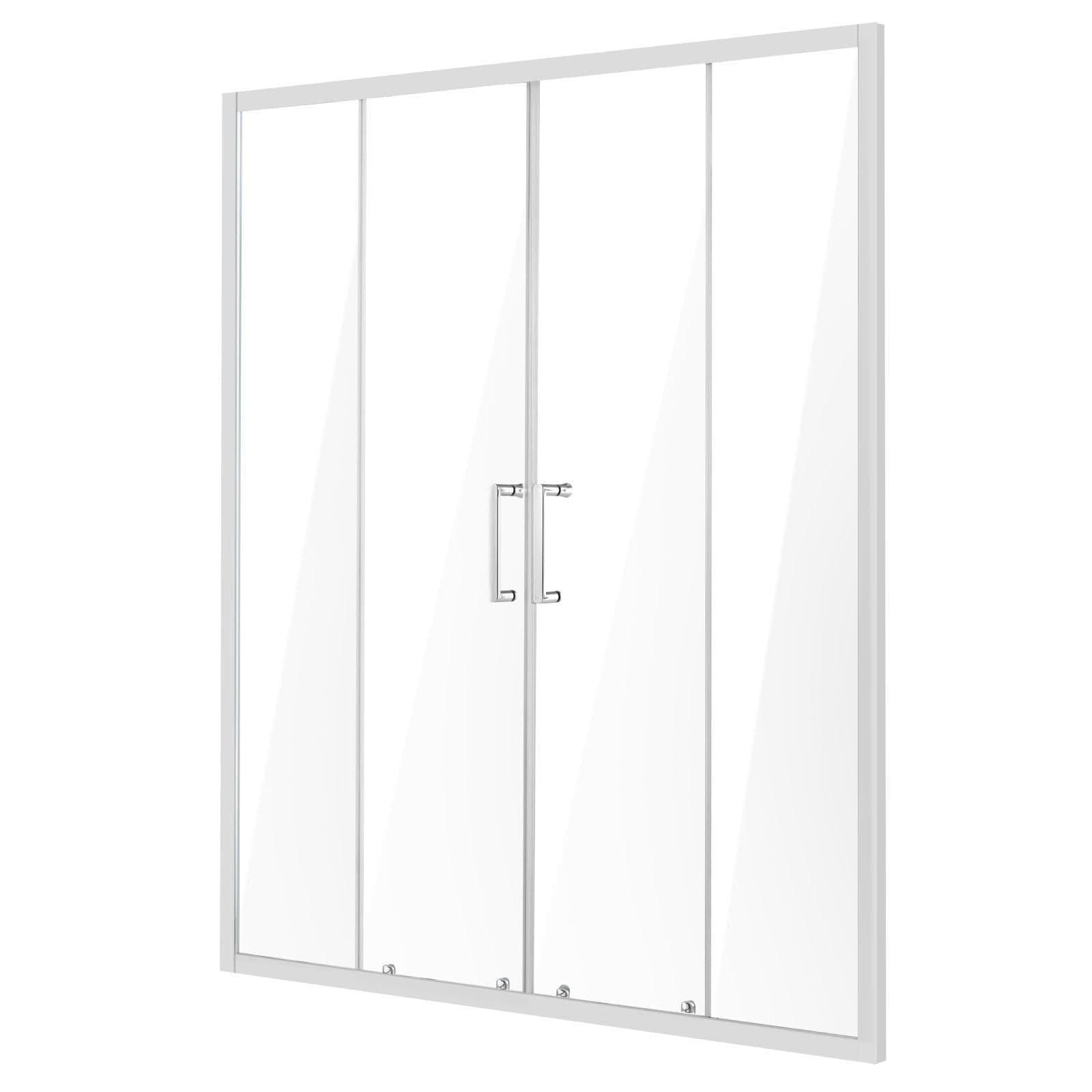 image-VEVOR Semi-frameless Shower Door, 57.8-59 W x 70 H in, Double Sliding Glass Door with 1/4 in(6mm) Clear Tempered Glass, Waterproof Shatterproof NANO Stainproof with Stainless Steel Hardware, Chrome