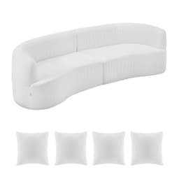 image-VEVOR Luxury Modern Cloud Plush Sectional Sofa, 112" Curved Modular Couch with 4 Pillows - Oversized Deep Seat Corduroy Fabric for Living Room, Apartment, Office, No Assembly Needed, White