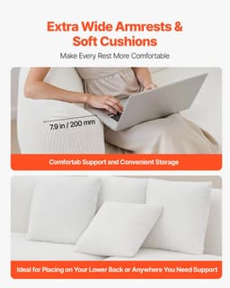 image-VEVOR Luxury Modern Cloud Plush Sectional Sofa, 112" Curved Modular Couch with 4 Pillows - Oversized Deep Seat Corduroy Fabric for Living Room, Apartment, Office, No Assembly Needed, White