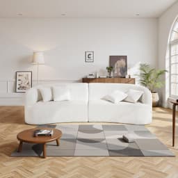 image-VEVOR Luxury Modern Cloud Plush Sectional Sofa, 112" Curved Modular Couch with 4 Pillows - Oversized Deep Seat Corduroy Fabric for Living Room, Apartment, Office, No Assembly Needed, White