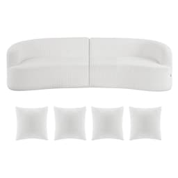 image-VEVOR Luxury Modern Cloud Plush Sectional Sofa, 112" Curved Modular Couch with 4 Pillows - Oversized Deep Seat Corduroy Fabric for Living Room, Apartment, Office, No Assembly Needed, White