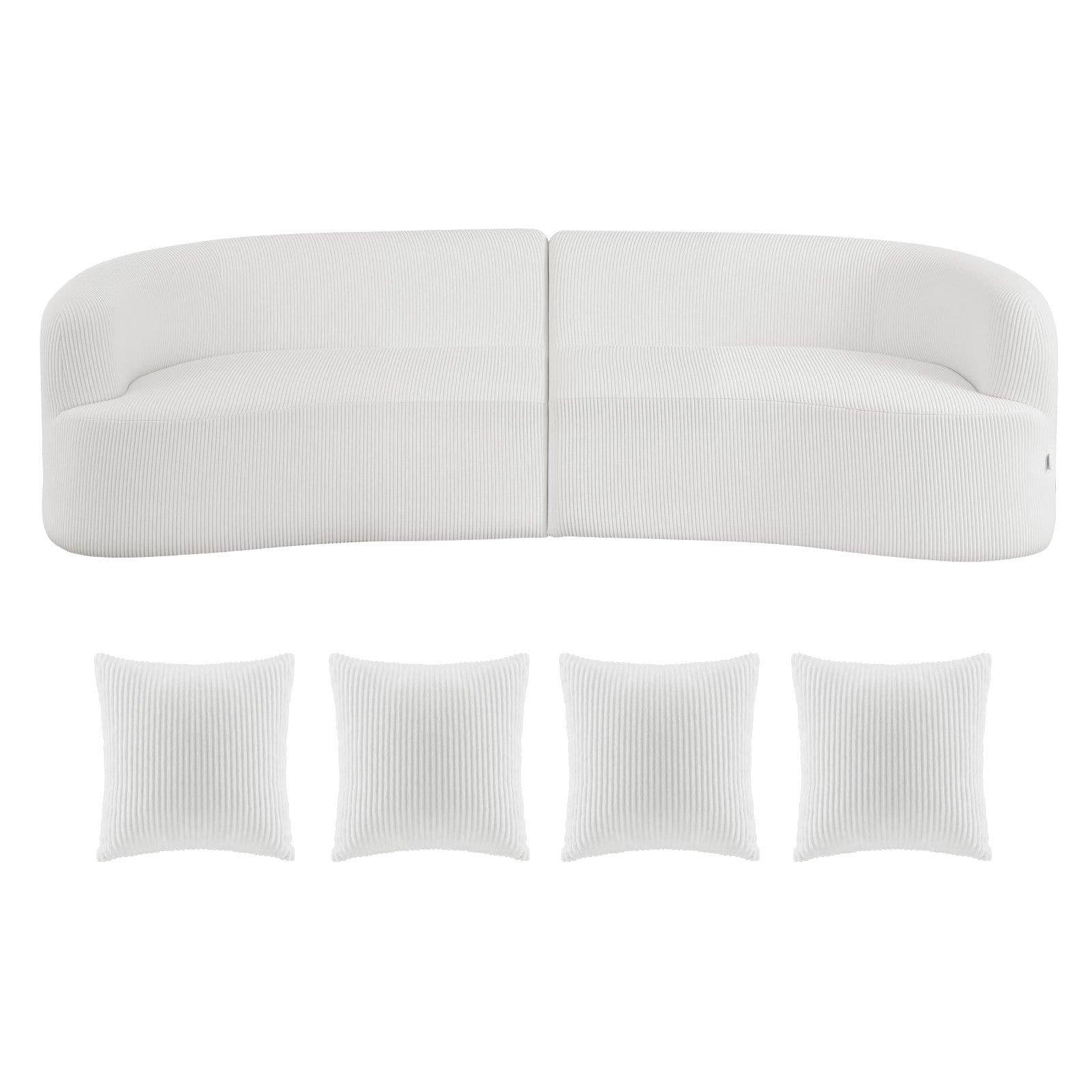 image-VEVOR Luxury Modern Cloud Plush Sectional Sofa, 112" Curved Modular Couch with 4 Pillows - Oversized Deep Seat Corduroy Fabric for Living Room, Apartment, Office, No Assembly Needed, White