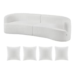 image-VEVOR Luxury Modern Cloud Plush Sectional Sofa, 112" Curved Modular Couch with 4 Pillows - Oversized Deep Seat Corduroy Fabric for Living Room, Apartment, Office, No Assembly Needed, White