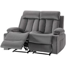 image-VEVOR Loveseat Recliner Sofa, Power Reclining Couch with Heating and Massage, Soft Velvet Electric Recliner Sofa with USB Ports, Cup Holders andSideBags, Dual Loveseat Chair for Living Room, Grey