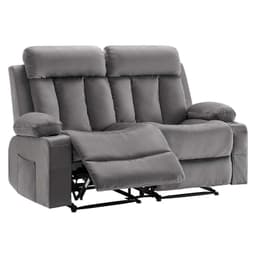 image-VEVOR Loveseat Recliner Sofa, Power Reclining Couch with Heating and Massage, Soft Velvet Electric Recliner Sofa with USB Ports, Cup Holders andSideBags, Dual Loveseat Chair for Living Room, Grey