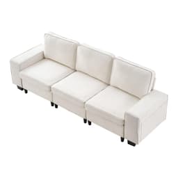 image-VEVOR 100-Inch Modular 3-Seater Sofa – Comfy Couch with Deep Seats & Hidden Storage, Modern Design for Living Room, Apartment, or Office, White