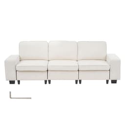 image-VEVOR 100-Inch Modular 3-Seater Sofa – Comfy Couch with Deep Seats & Hidden Storage, Modern Design for Living Room, Apartment, or Office, White