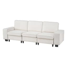 image-VEVOR 100-Inch Modular 3-Seater Sofa – Comfy Couch with Deep Seats & Hidden Storage, Modern Design for Living Room, Apartment, or Office, White