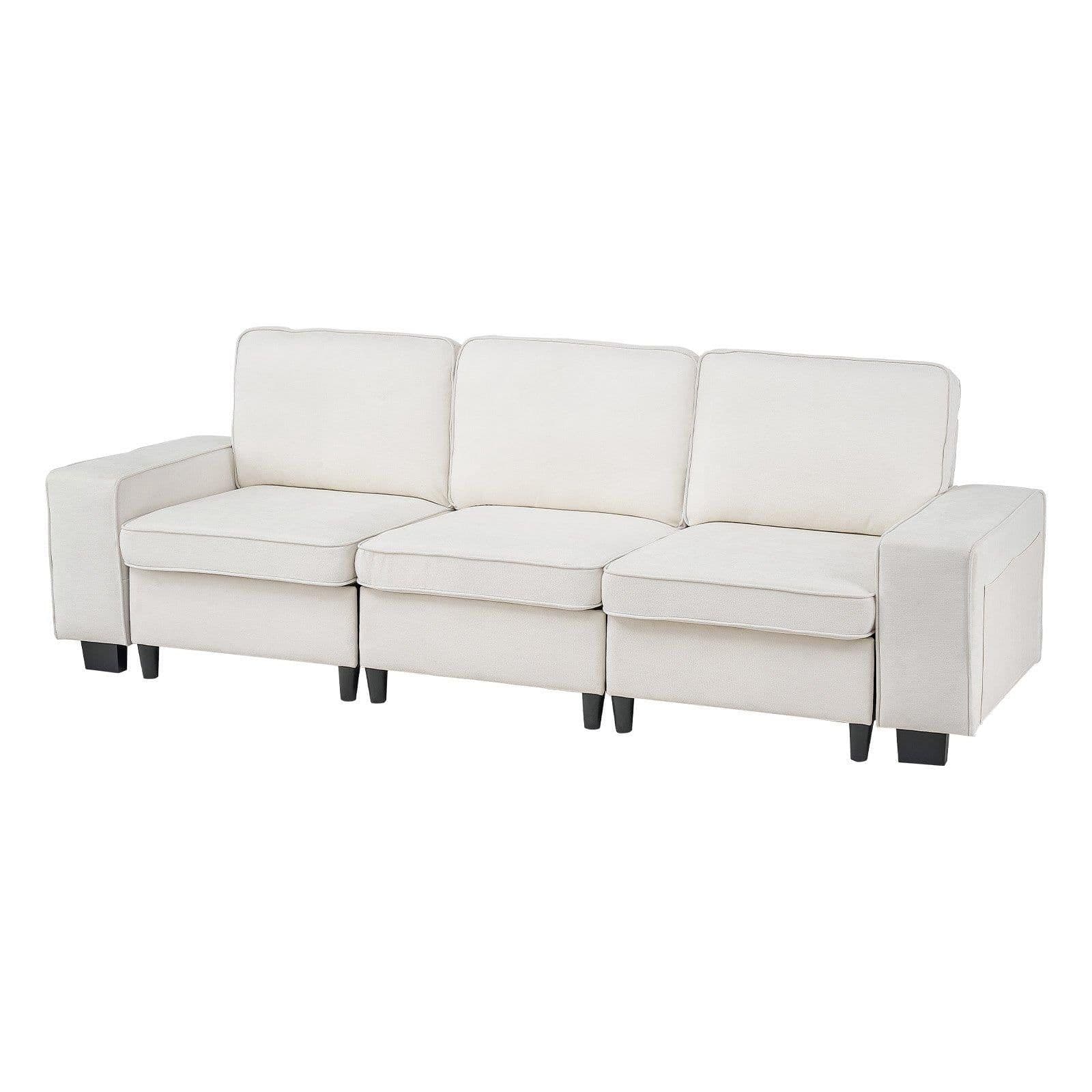 image-VEVOR 100-Inch Modular 3-Seater Sofa – Comfy Couch with Deep Seats & Hidden Storage, Modern Design for Living Room, Apartment, or Office, White