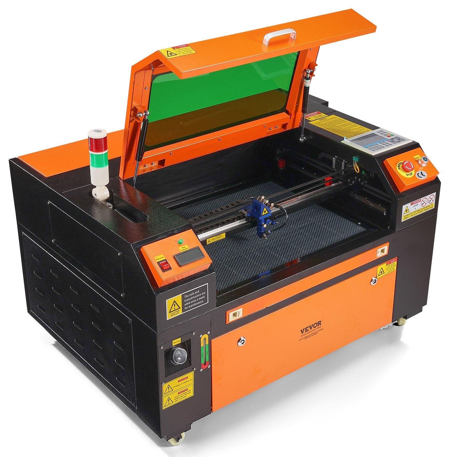 image-VEVOR 60W CO2 Laser Engraver, 16 x 24 in, 19.7 IPS Laser Cutter Machine with 2-Way Pass Air Assist, Compatible with LightBurn, CorelDRAW, AutoCAD, Windows, Mac OS, Linux, for Wood Acrylic Fabric More