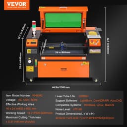 image-VEVOR 60W CO2 Laser Engraver, 16 x 24 in, 19.7 IPS Laser Cutter Machine with 2-Way Pass Air Assist, Compatible with LightBurn, CorelDRAW, AutoCAD, Windows, Mac OS, Linux, for Wood Acrylic Fabric More