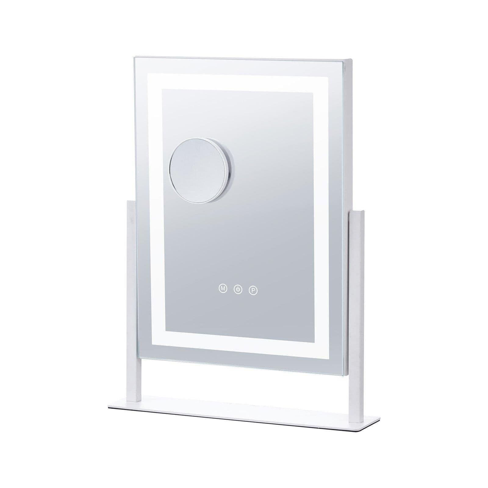 image-VEVOR Vanity Mirror with Lights, Three Color Lighting Modes, Lighted Makeup LED Mirror, and 5X Magnification Mirror, Smart Touch Control, 360°Rotation (16.1x11.8 in, White)
