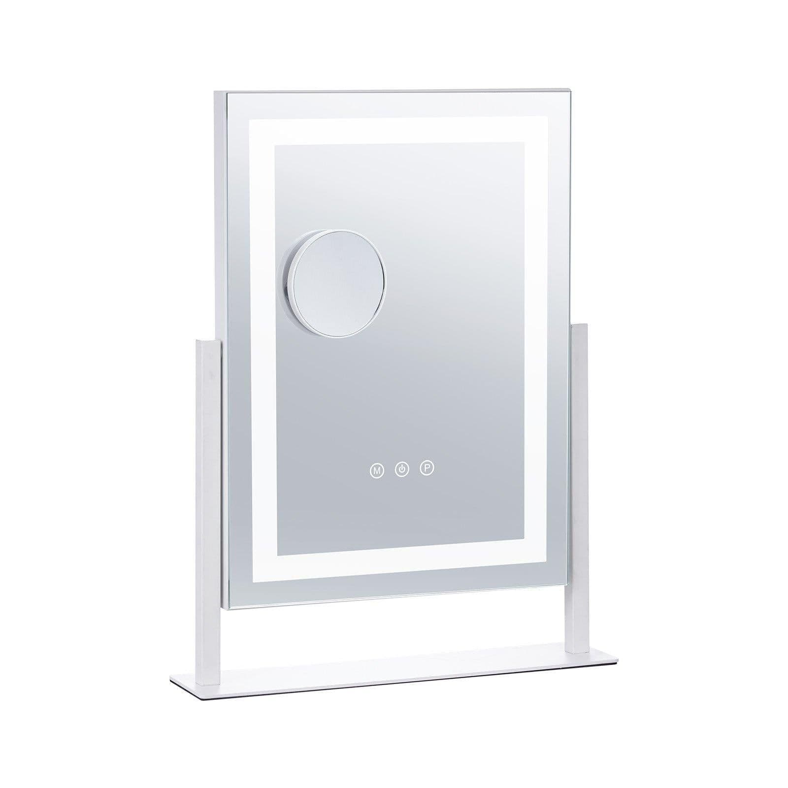 image-VEVOR Vanity Mirror with Lights, Three Color Lighting Modes, Lighted Makeup LED Mirror, and 5X Magnification Mirror, Smart Touch Control, 360°Rotation (16.1x11.8 in, White)
