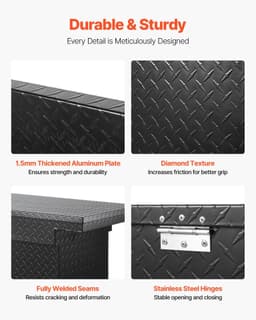 image-VEVOR Crossover Truck Tool Box, 71x27x18 In, Heavy Duty Aluminum Toolbox with Diamond Texture, Pick Up Truck Bed RV Trailer Toolbox, Waterproof Storage Organizer with Lock, Keys, Side Handles, Black