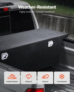 image-VEVOR Crossover Truck Tool Box, 71x27x18 In, Heavy Duty Aluminum Toolbox with Diamond Texture, Pick Up Truck Bed RV Trailer Toolbox, Waterproof Storage Organizer with Lock, Keys, Side Handles, Black