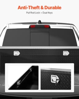 image-VEVOR Crossover Truck Tool Box, 72x20x14 In, Heavy Duty Aluminum Toolbox with Diamond Texture, Pick Up Truck Bed RV Trailer Toolbox, Waterproof Storage Organizer with Lock, Keys, Side Handles, Black