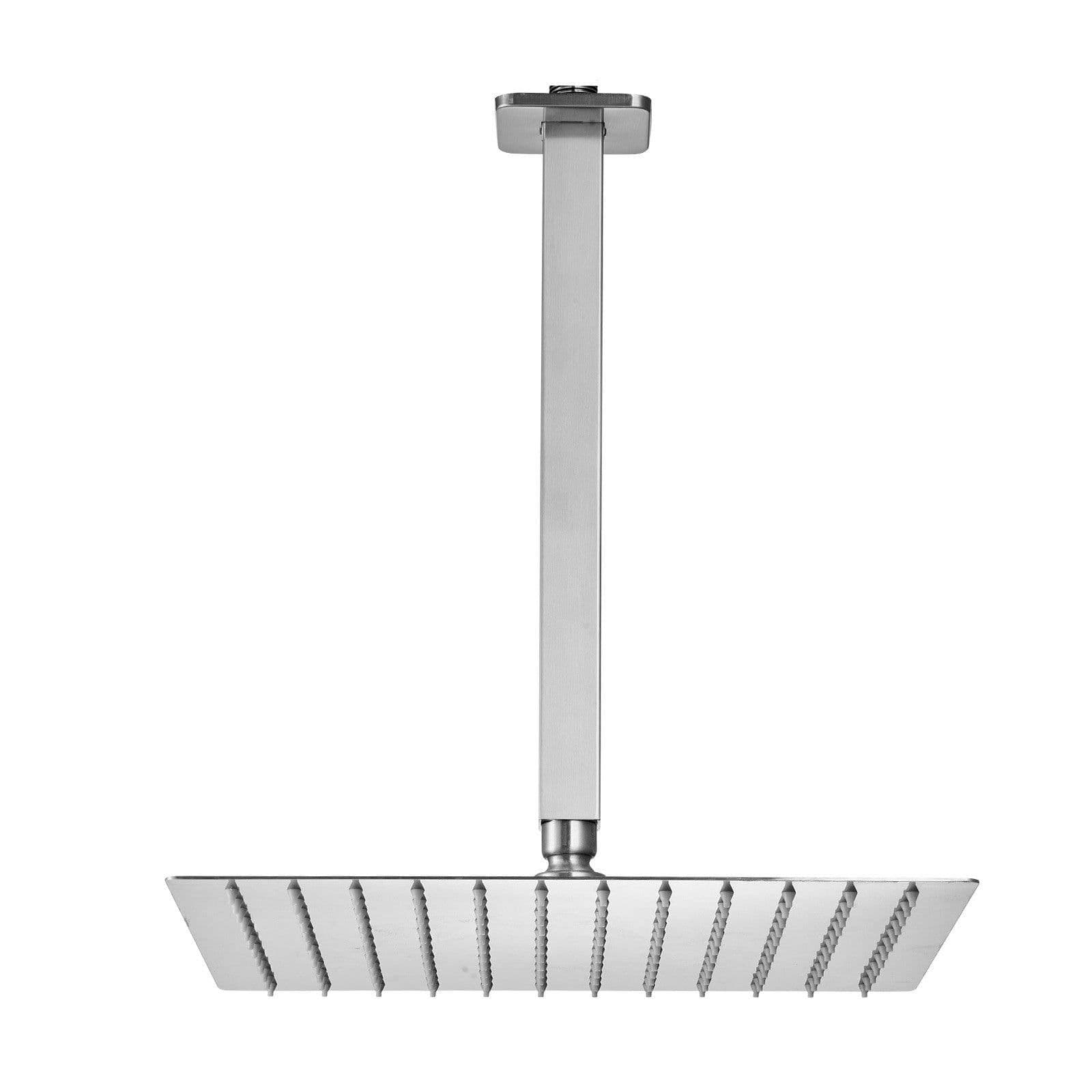 image-VEVOR Shower Faucet Set, Rainfall Bathroom Shower System with 12-Inch Square Rain Shower Head and Handheld Spray, Ceiling Mount Bath Fixtures with Brass Valve and Trim Kit, Brushed Nickel