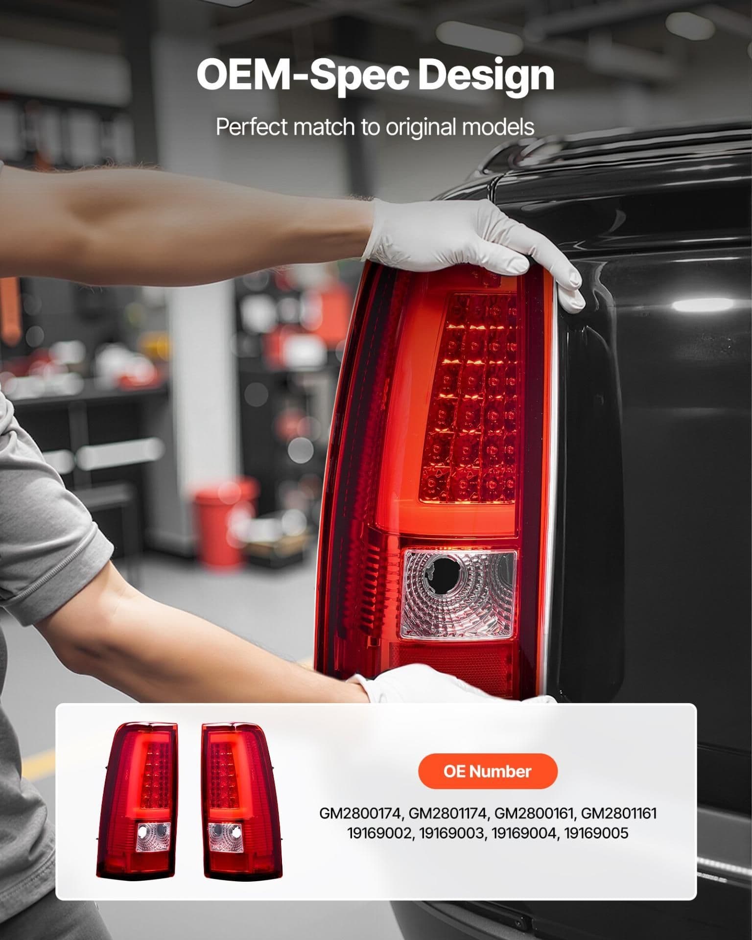 image-VEVOR Tail Light Assembly Compatible with 2003-2006 Chevy Silverado 1500 1500 HD 2500 2500 HD 3500, 2007-2007 Chevy Classic, 2PCS Driver & Passenger Side LED Taillight Brake Lamps with Bulbs, Red