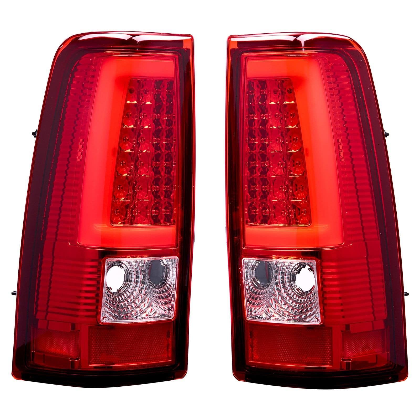 image-VEVOR Tail Light Assembly Compatible with 2003-2006 Chevy Silverado 1500 1500 HD 2500 2500 HD 3500, 2007-2007 Chevy Classic, 2PCS Driver & Passenger Side LED Taillight Brake Lamps with Bulbs, Red