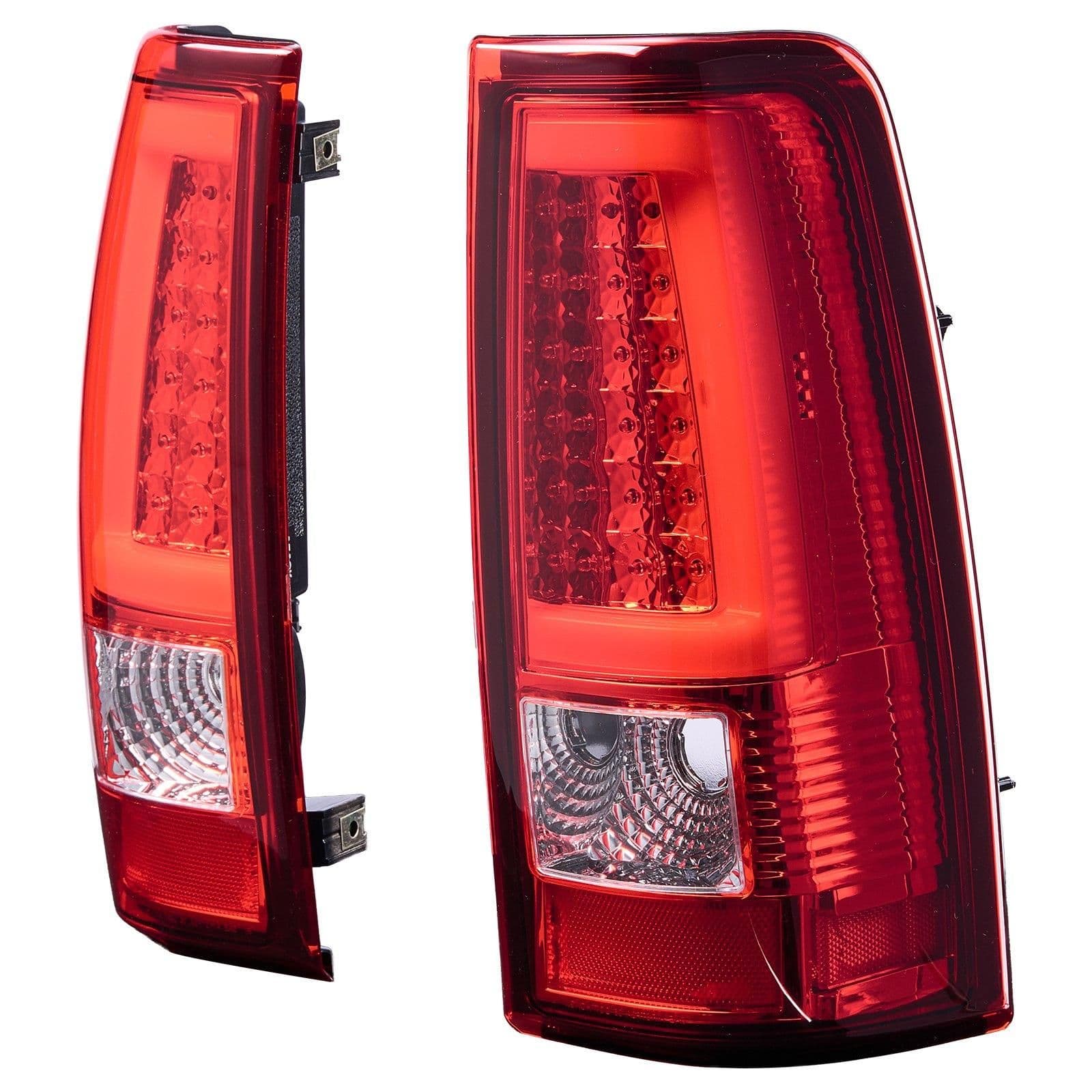 image-VEVOR Tail Light Assembly Compatible with 2003-2006 Chevy Silverado 1500 1500 HD 2500 2500 HD 3500, 2007-2007 Chevy Classic, 2PCS Driver & Passenger Side LED Taillight Brake Lamps with Bulbs, Red