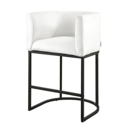 image-VEVOR Bar Stool Set of 3, 25 inch Counter Height Stools, Counter Barstool with Backrest, Arm, Metal Frame, and Footrest, Accent Fabric Bar Chair, Island Barstools for Kitchen, Dining Room, White