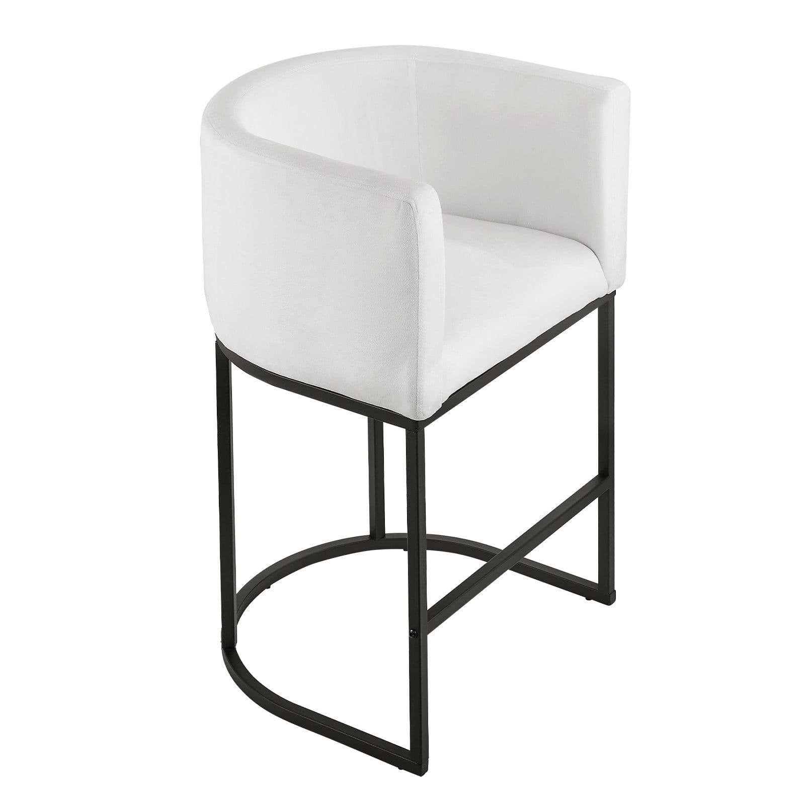 image-VEVOR Bar Stool Set of 3, 25 inch Counter Height Stools, Counter Barstool with Backrest, Arm, Metal Frame, and Footrest, Accent Fabric Bar Chair, Island Barstools for Kitchen, Dining Room, White