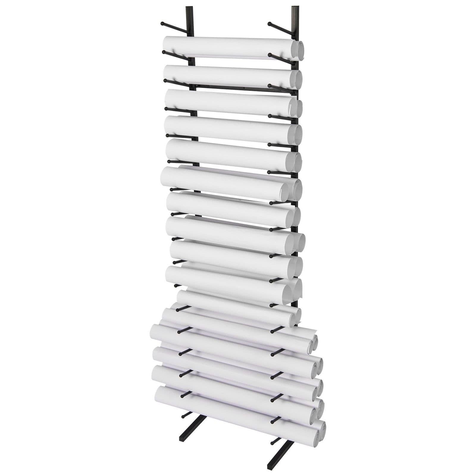 image-VEVOR Blueprint Storage Rack, Hanging Poster Display Rack 16-Tier, Vertical Blueprint Roll File Holder 2 Rolls/tire, Roll File Storage Rack for Blueprint Map Poster