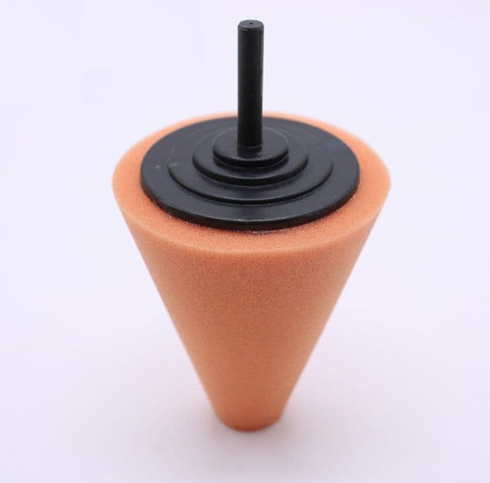 image-Car wheel polishing disc detail polishing wheel in the net steel ring polishing sponge plate with 6MM handle cone sponge wheel
