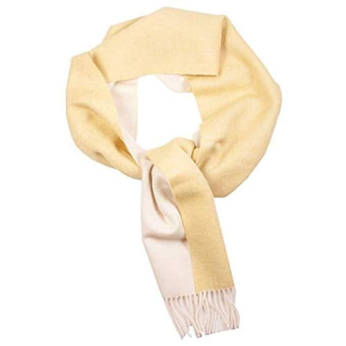 image-Great Natural Alpaca 100% baby alpaca scarf, yellow-white colour