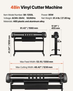 image-VEVOR Vinyl Cutter Machine, 53 inch Max Feed Width, Dual Blades, Adjustable Force and Speed, LED Display, Vinyl Plotter Cutter Printer with Signmaster Software for Compatible with Windows and macOS