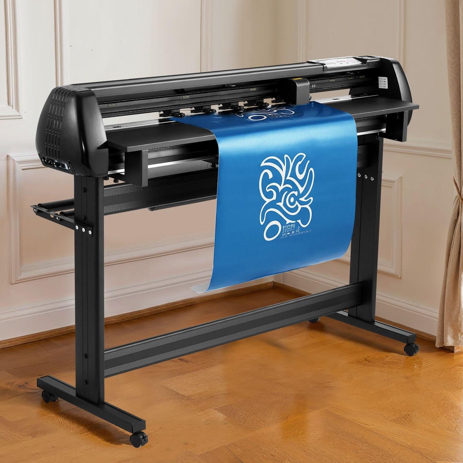 image-VEVOR Vinyl Cutter Machine, 53 inch Max Feed Width, Dual Blades, Adjustable Force and Speed, LED Display, Vinyl Plotter Cutter Printer with Signmaster Software for Compatible with Windows and macOS