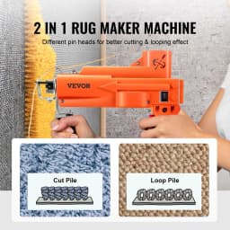 image-VEVOR Tufting Gun, 2 in 1 Cut & Loop Pile, Electric Carpet Weaving Flocking Machine, Rug Machines Starter Kit, 7-27 Stitches/sec High Speed Rug Making Tools, 4-25 mm Adjustable Height, 110V