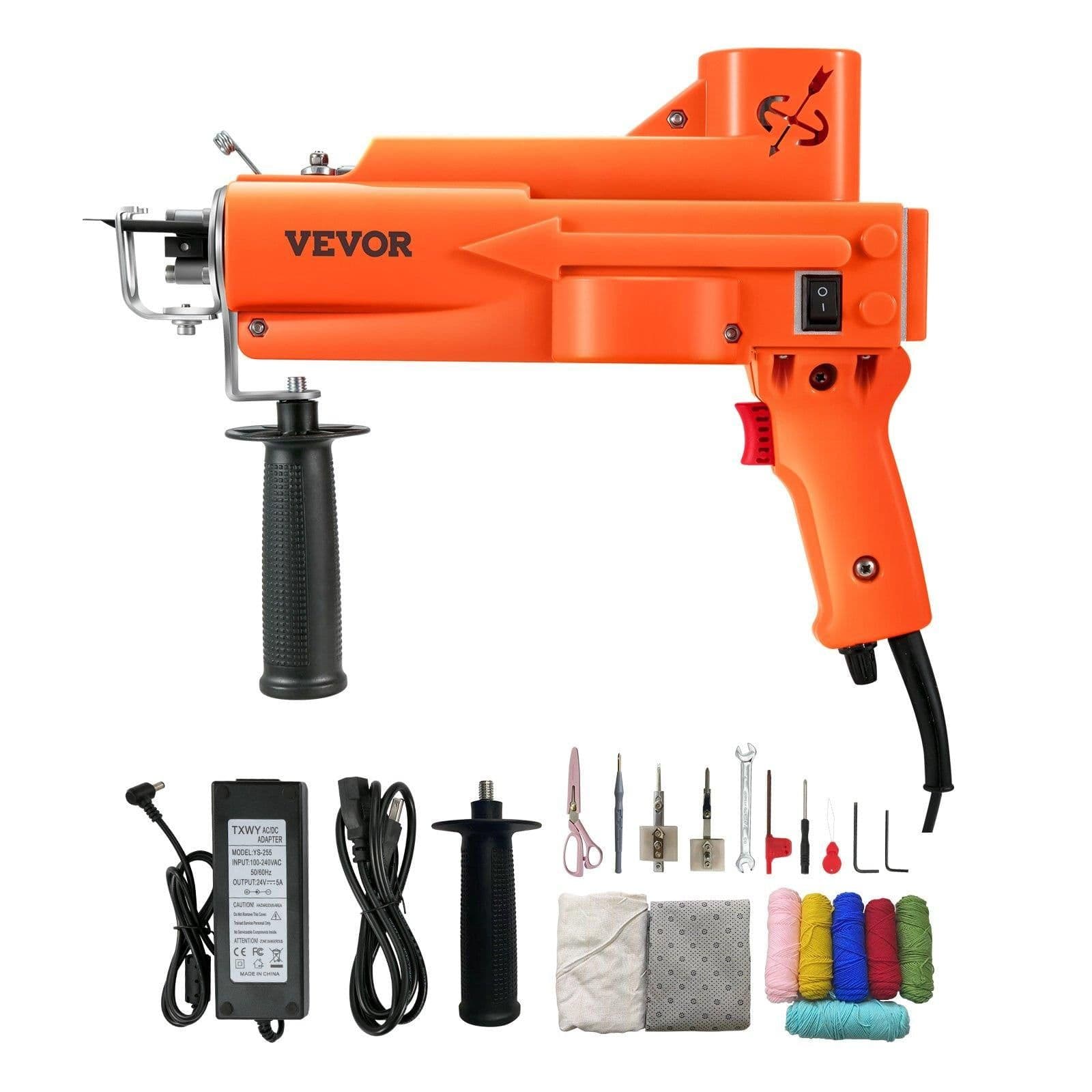 image-VEVOR Tufting Gun, 2 in 1 Cut & Loop Pile, Electric Carpet Weaving Flocking Machine, Rug Machines Starter Kit, 7-27 Stitches/sec High Speed Rug Making Tools, 4-25 mm Adjustable Height, 110V