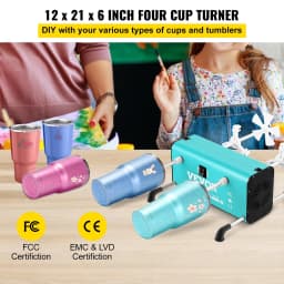 image-VEVOR 4 Cup Turner, 2 Speeds Multiple Tumbler Spinner Rotator Machine Kit with 4 Removable and Adjustable Arms, Mute Motor, Aluminum Alloy Frame, 4 Independent Switches for DIY Glitter Crafts(Green)