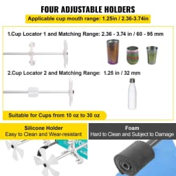 image-VEVOR 4 Cup Turner, 2 Speeds Multiple Tumbler Spinner Rotator Machine Kit with 4 Removable and Adjustable Arms, Mute Motor, Aluminum Alloy Frame, 4 Independent Switches for DIY Glitter Crafts(Green)