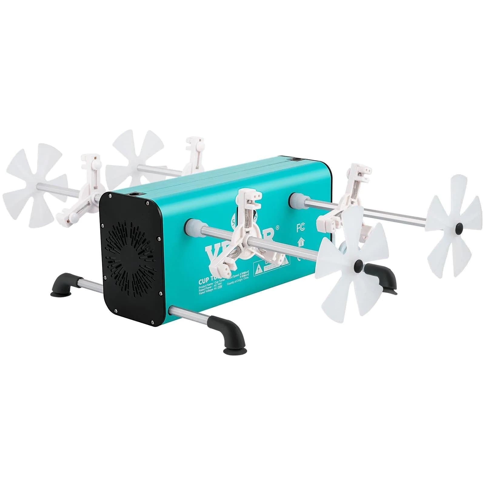 image-VEVOR 4 Cup Turner, 2 Speeds Multiple Tumbler Spinner Rotator Machine Kit with 4 Removable and Adjustable Arms, Mute Motor, Aluminum Alloy Frame, 4 Independent Switches for DIY Glitter Crafts(Green)