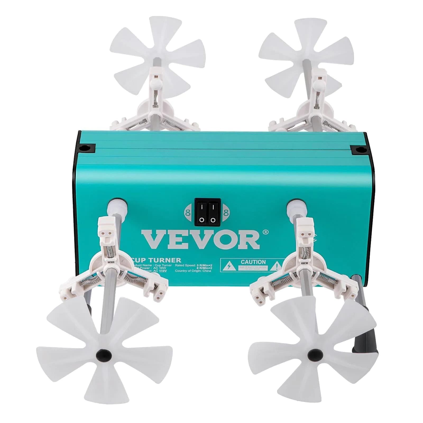 image-VEVOR 4 Cup Turner, 2 Speeds Multiple Tumbler Spinner Rotator Machine Kit with 4 Removable and Adjustable Arms, Mute Motor, Aluminum Alloy Frame, 4 Independent Switches for DIY Glitter Crafts(Green)