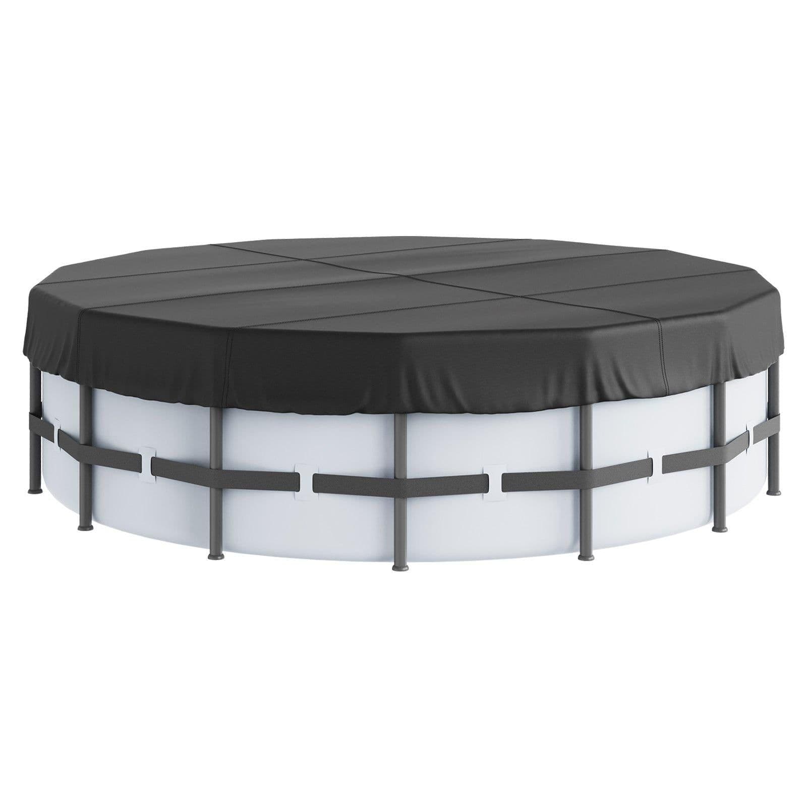 image-VEVOR 15 Ft Round Pool Cover, Solar Covers for Above Ground Pools, Safety Pool Cover with Drawstring Design, 420D Oxford Fabric Winter Pool Cover, Waterproof and Dustproof, Black