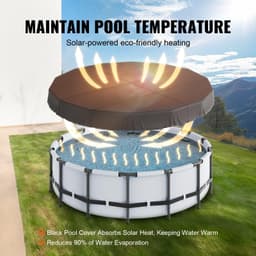 image-VEVOR 15 Ft Round Pool Cover, Solar Covers for Above Ground Pools, Safety Pool Cover with Drawstring Design, 420D Oxford Fabric Winter Pool Cover, Waterproof and Dustproof, Black
