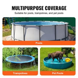 image-VEVOR 15 Ft Round Pool Cover, Solar Covers for Above Ground Pools, Safety Pool Cover with Drawstring Design, 420D Oxford Fabric Winter Pool Cover, Waterproof and Dustproof, Black