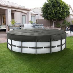 image-VEVOR 15 Ft Round Pool Cover, Solar Covers for Above Ground Pools, Safety Pool Cover with Drawstring Design, 420D Oxford Fabric Winter Pool Cover, Waterproof and Dustproof, Black