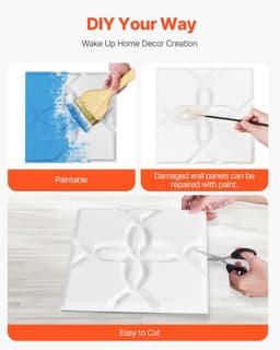 image-VEVOR 3D Wall Panels, 33-Pack 11.81 x 11.81 in PVC Modern Art Minimalist Floral Tiles, 32 Sq.Ft Coverage Accent Wall Panel, Interior Home Decor for Ceiling, Bedroom, Living & Gaming Room, Matte White