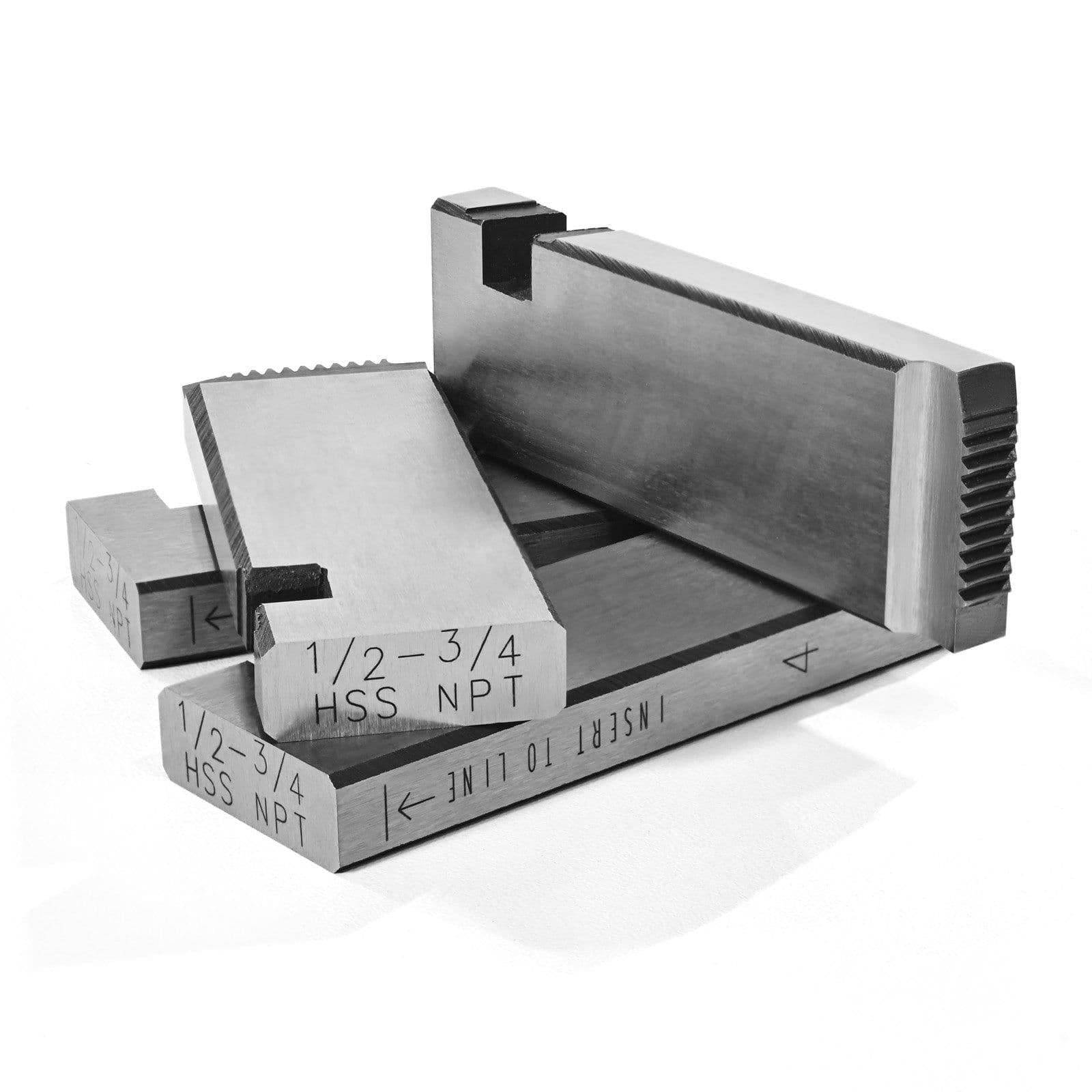 image-VEVOR Threading Machine Dies, 1/2"-3/4" NPT Pipe Dies(4 Packs), Right-Handed HSS Pipe Threading Dies, Fit VEVOR Split-Type Machines, RIDGID Universal Die Heads 504A, 711, 713, 811A, 815A, 816, 817, 842