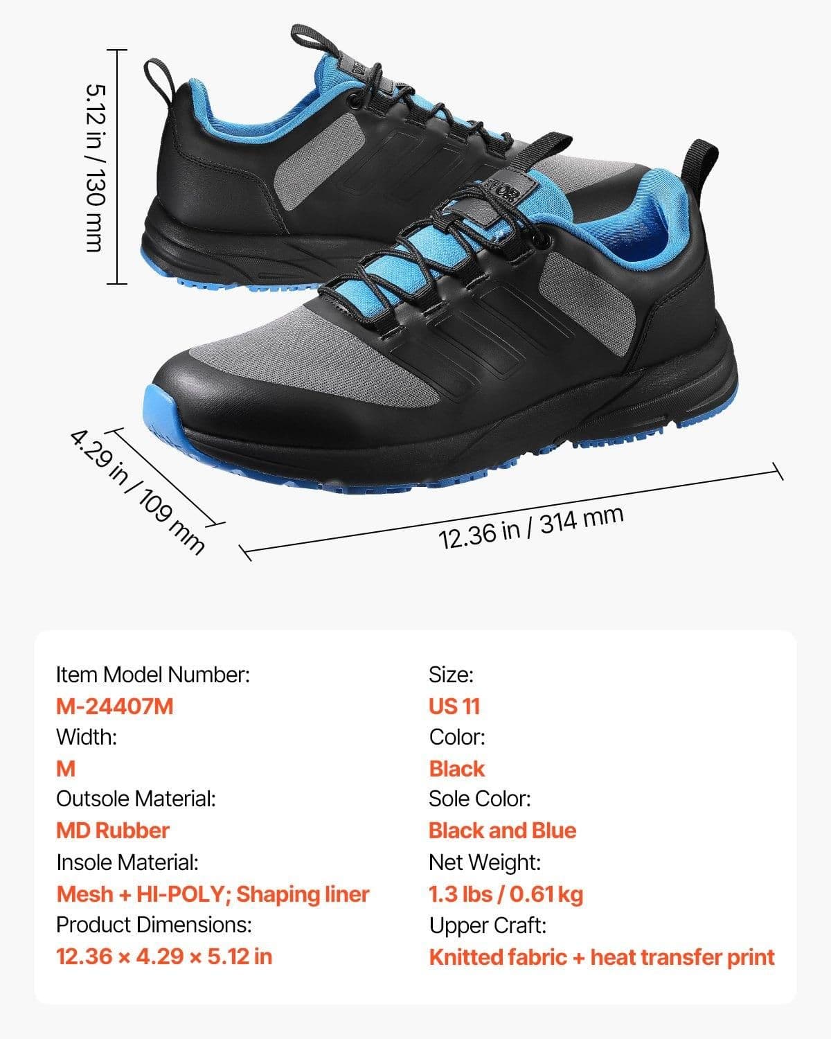image-VEVOR Cross Training Shoes, M Width Sneakers US Size 11, Wide Toe Box Shoes with Arch Support & Adjustable Lace-up, Training Shoes for Running, Gymnastics, Dog Walking, and Weightlifting (Black)